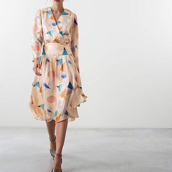 Reiss Dresses & Skirts - Reiss Melody Silk Metallic Fit and Flare Dress Size 6